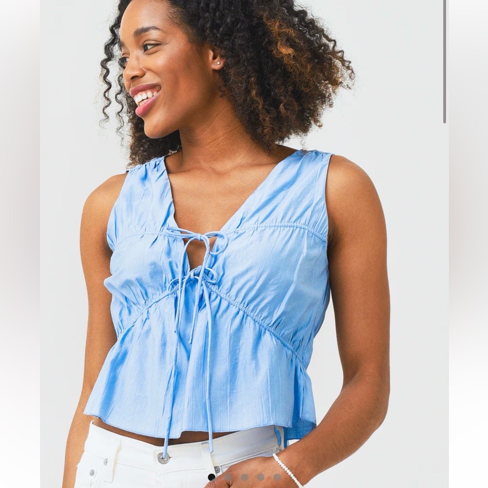 Frame Denim Sky Blue Cinched Crinkle Tank - Medium